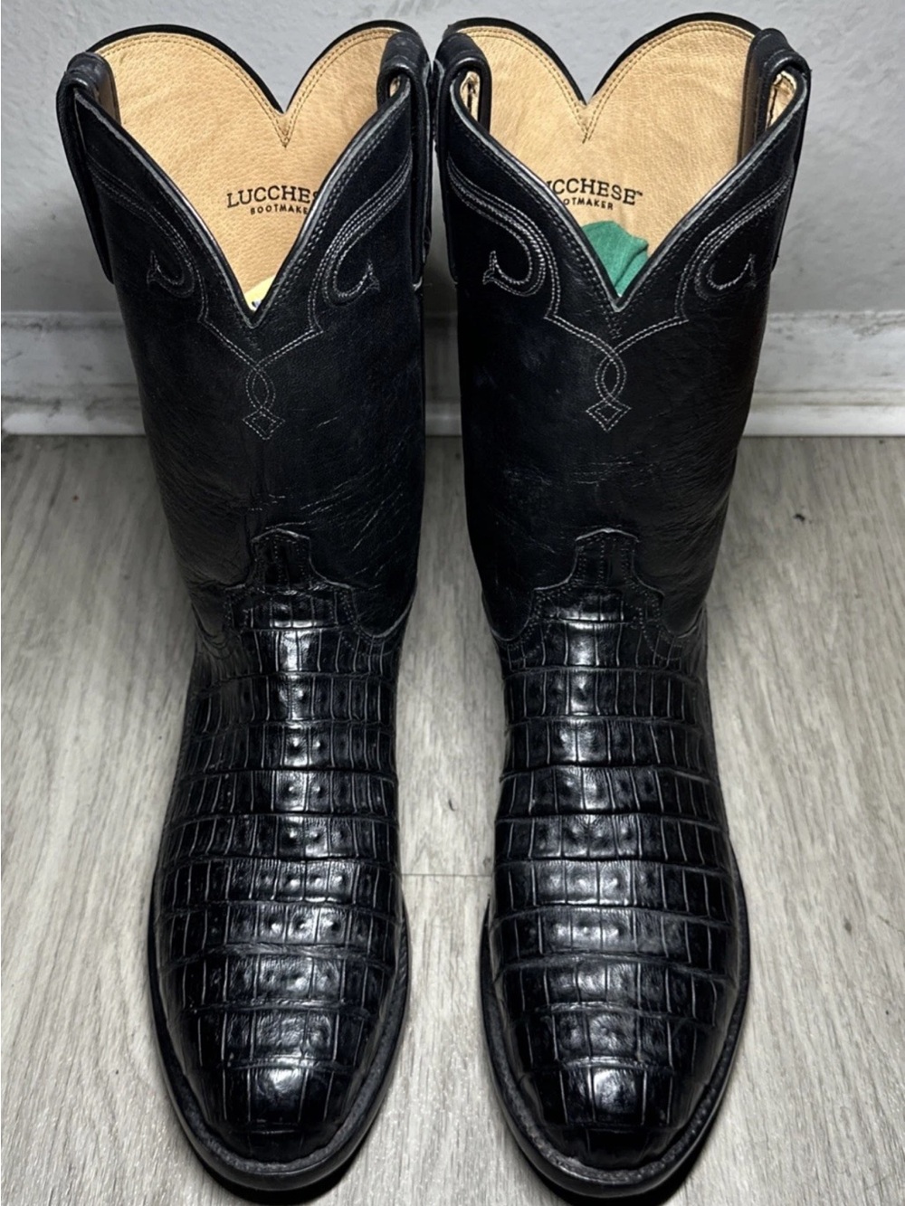 Lucchese Black Crocodile- Caiman Western Boots size 11D